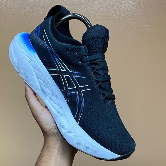 ASICS GEL-NIMBUS 25 Men\'s Running Sneakers Black Blue Glow Yellow Size 8.5 Wide main image 12
